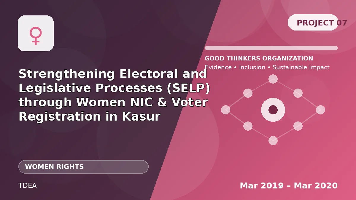 Strengthening Electoral and Legislative Processes (SELP) through Women NIC & Voter Registration in Kasur